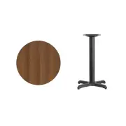 24" Round Walnut Laminate Table Top With Base - Table Height Restaurant Table