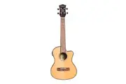 Tiki '22 Series' Spruce Solid Top Electric Cutaway Tenor Ukulele with Hard Case (Natural Gloss)