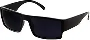 [grinderPUNCH] Men's Black Super Dark Lens Gangster Sunglasses Cholo Glasses - Flat Top Shades