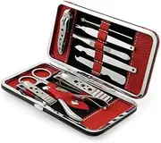 10Pcs Pedicure Manicure Tool Stainless Steel Easy to Use Durable Set Nail Clippers Cleaner Cuticle Grooming Kit Case,10 pcs