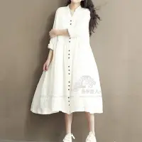 在飛比找Yahoo!奇摩拍賣優惠-白色 藏青色 棉麻 洋裝 連身裙 連衣裙 ~ G9123