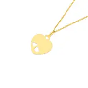 9ct Gold Heart Tag With Double Heart Cutout Pendant