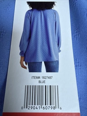 NEW Women's JESSICA SIMPSON Blue Long Sleeve Peasant Blouse Size Large