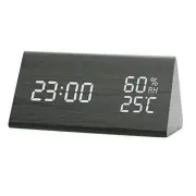 Alarm Clock Digital Wood, LED Table Clock with Humidity and Temperature3313