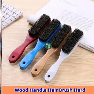 Wood Handle Hair Brush Hard Boar Bristle Combs For Men Women