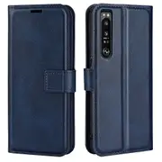 For Sony Xperia 1 Iv Anti-scratch Textured Pu Leather Shell Adjustable Stand Magnetic Closing Wallet Case