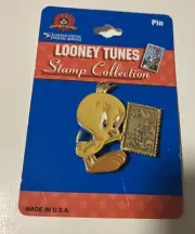 Vintage 1997 Looney Tunes Stamp Collection TWEETY Bird Pin Made in USA New
