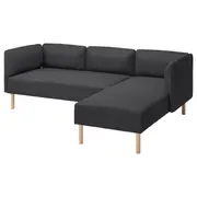 LILLEHEM 3-seat modular sofa w chaise longue, Gunnared/dark grey wood