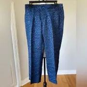 Banana Republic NWT size 10 Logan trouser pant blue w/cheetah cropped mob wife