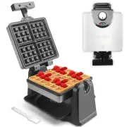 Mini Waffle Maker Flip, Belgian Waffle Maker Thick, Rotating Waffle Maker wit...