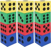 GLSTOY Oversized Dice for Games 12pcs Large Foam Dice Numbers Safe Portable for Boys and Girls Classroom and Parties