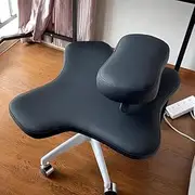 Ergonomic Cross Legged Office Chair with Wheels,Height Adjustable (Black)