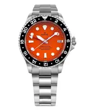 RATIO FreeDiver GMT Stainless Steel Orange Dial Automatic RTF055 200M Mens Watch