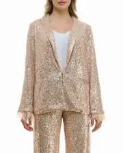 Nicole Miller Charlotte All Over Sequin Feather Trimmed Jacket Size Small NWT