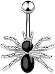 [Niaspi] 14G Spider Belly Button Rings for Women Girls Hypoallergenic Stainless Steel Belly Navel Barbell Insects Belly Piercing Studs Body Piercing Jewelry