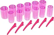 TOVINANNA 18pcs Women Hair Curler Set Plastic Self-adhesive Hair Roller With Clips Hot Curlers For Long And Short Hair