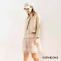 在飛比找momo購物網優惠-【GINKOO 俊克】抽皺層次雪紡洋裝