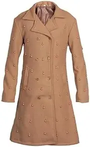 [GarmentsX] Women?s Brown Embellished Wool Trench Coat
