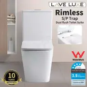 Rimless Back to Wall Dual Flush Toilet Suite Soft Close Seat Ceramic S / P TRAP
