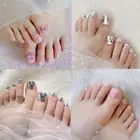 24Pcs Full Cover Beauty Artificial Toe Foot Nail Art Mirror ShinyFalse Nail New#