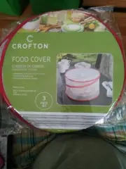 Crofton Food Cover Protectors Collapsible Mesh Screen Outdoor Food Cover 3 Pcs .