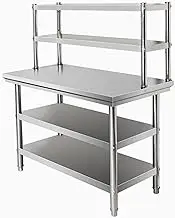 GUAWJRZDP Stainless Steel Table, Stainless Steel Work Table, Kitchen Prep Table with Flexible Adjustable Shelf, Commercial Heavy Duty Table for Home Kitchen(L110xW50cm/43.3x19.6in)
