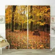 Golden Autumn Woods 3D Blockout Photo Print Curtain Fabric Curtains Window
