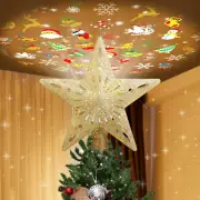 Christmas Tree Star Topper Lighted with 6 Projection Slides, Star Christmas Tree