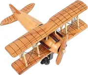 Wooden Airplane Model Vintage Biplane Decor for Home Office Rustic Plane Statue for Nurseries Living Rooms and Collectors Retro Wooden Aircraft Figurine