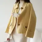 Women Short Coat Single Breasted Wool Cashmere Blend Button Jacket Outwear Coats