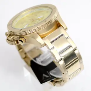 【可面交】Armani Exchange AX1504 金色 金錶 鋼錶 大錶面 男錶 女錶 48mm 基隆大錶哥