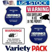 Home security Brinks Alarm system+Waterproof Camera 4 Warning Sticker Signs
