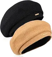 [SAFIGLE] 2pcs Women Knitted Beret Hat Breathable French Style Beret Caps for Outdoor Festival