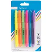 J.Burrows Pen Style Highlighters Assorted 6 Pack