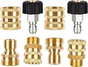 JUYOU 8Pcs Quick Disconnect Kit Pressure Washer Adapter Set, M22 Swivel to 3/8 Inch Quick Connect Fittings, 3/4 Inch to Quick Release, Male M22 Hose Adapter for Power Washer Gun/Hose, 5000PSI