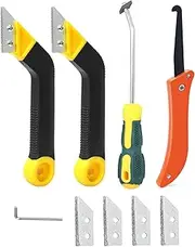 TIAMORK 9 Pcs Grout Float Sets 4 Pieces Extra Blades Replacement and Wrench Assortment Kit, Angled Tile Grout Saw, 1 Hook Knife,Grout Removal Tool for Masonry Stucco Drywall Concrete