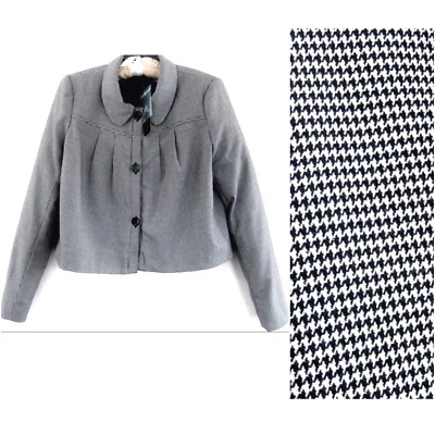 NWT BCBG jacket 8 $188 Black White Checks Houndstooth Pattern Blazer Career M 40