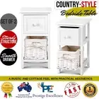 2x Nightstand Table Small Wooden Drawer Basket Storage Room Coffee Kids Bedside