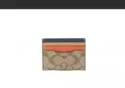 COACH Leather Colorblock Slim Signature Coated Canvas Card Case Wallet / NWT