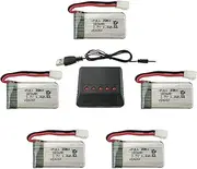 5PCS 3.7V 380mAh Battery with 5 in 1 Charger for Hubsan X4 H107 H107C H107L Syma X11 X11C HS170 HS170C F180C HS170G TOZO Q2020 E016H E016F Remote Control Drone