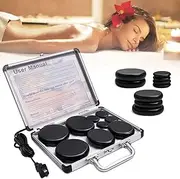 Hot Stones Massage Warmer Kit - 9Pcs Portable Set With Heater, Basalt Rocks for Home Spa Warming Therapy Relaxing
