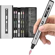 AM ARROWMAX Electric Mini Engraving Pen, HollowCup Motor, 42 Bits with Aluminum Case, OLED, Magnetic Charge, Mini Cordless Rotary Tool, Engraving Pen for Bead, Metal, Wood, Glass and Plastic (SGS)