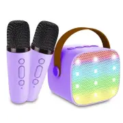 Portable Bluetooth Karaoke Speaker with 2 Wireless Microphones & LED Lights f...