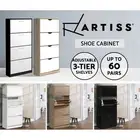 Artiss Shoe Rack Cabinet 4 Tier Storage Wooden Organiser Shelf Cupboard 60 Pairs