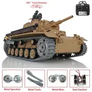 Henglong 1/16 7.0 Upgraded Panzer III H RTR IR BB RC Tank 3849 W/ 360° Turret