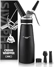 Sivaphe Professional Whipped Cream Dispenser Aluminum Grade Canister, Heavy Duty Cream Whipper Homemade Bliss, Portable Whipped Nitro Coffee Maker Black（Chargers Not Included)