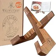 Willow & Croft Cook Book Stand. Rustic Farmhouse Plate Display Stand, Photo Picture Frame Display Stand, Cookbook Holder, Recipe Book Holder. Distressed Cookbook Stand for Kitchen Counter. Home Decor.