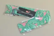 $65 NEW Vineyard Vines Joey Banana Leaf SILK Mini Scarf Hibiscus Pink Green