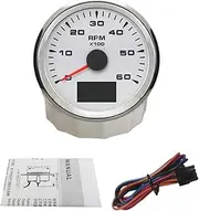 APTPKGDFDK Universal 3K 4K 6K 8K Tachometer Gauges 85mm LCD Rev Counters with Trip Hour Meter Speed Ratio for Auto Truck Boat Backlight Temperature Meter(6K WS)