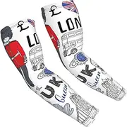 [FSCEV] I Love London Sun Protection Arm Sleeves Outdoor Essentials Cooling Compression Golf Hiking Cycling